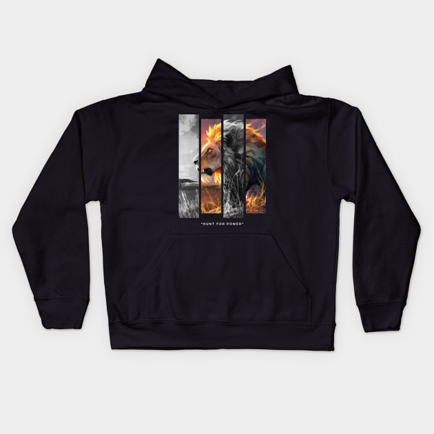 Lion face - “Hunt for power” Kids Hoodie by AMAR93